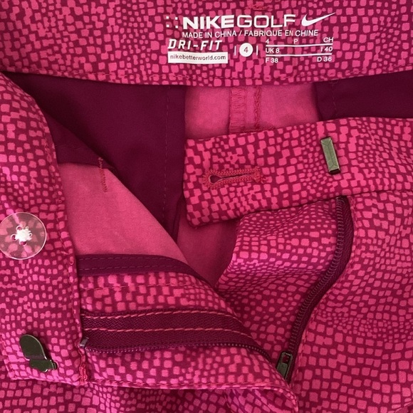 Nike Golf Dri Fit Tour Performance Polka Dots Fuschia Pink Stretch Shorts Size 4 - Picture 1 of 4
